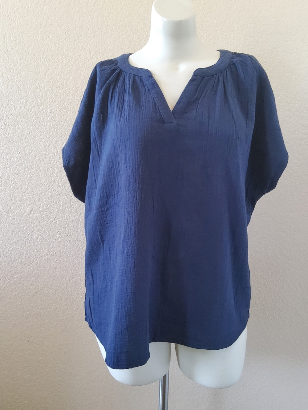 NWT Market & Spruce Navy Blue Cotton Gauze Top XXL - Picture 2 of 8